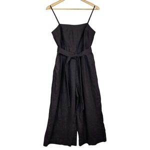 J. Crew Minimalist Wide Leg Linen Jumpsuit Womens 12P Belted Chic Resortwear
